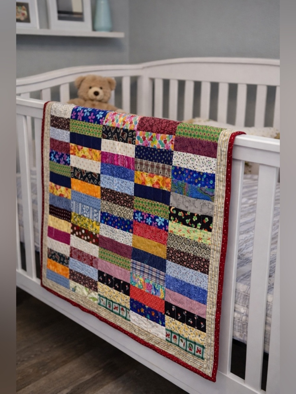 Crib quilt or Wall Hanging handmade Quilt 35”x44”
